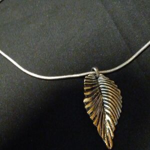 Silver and Gold Leaf Pendant Necklace
